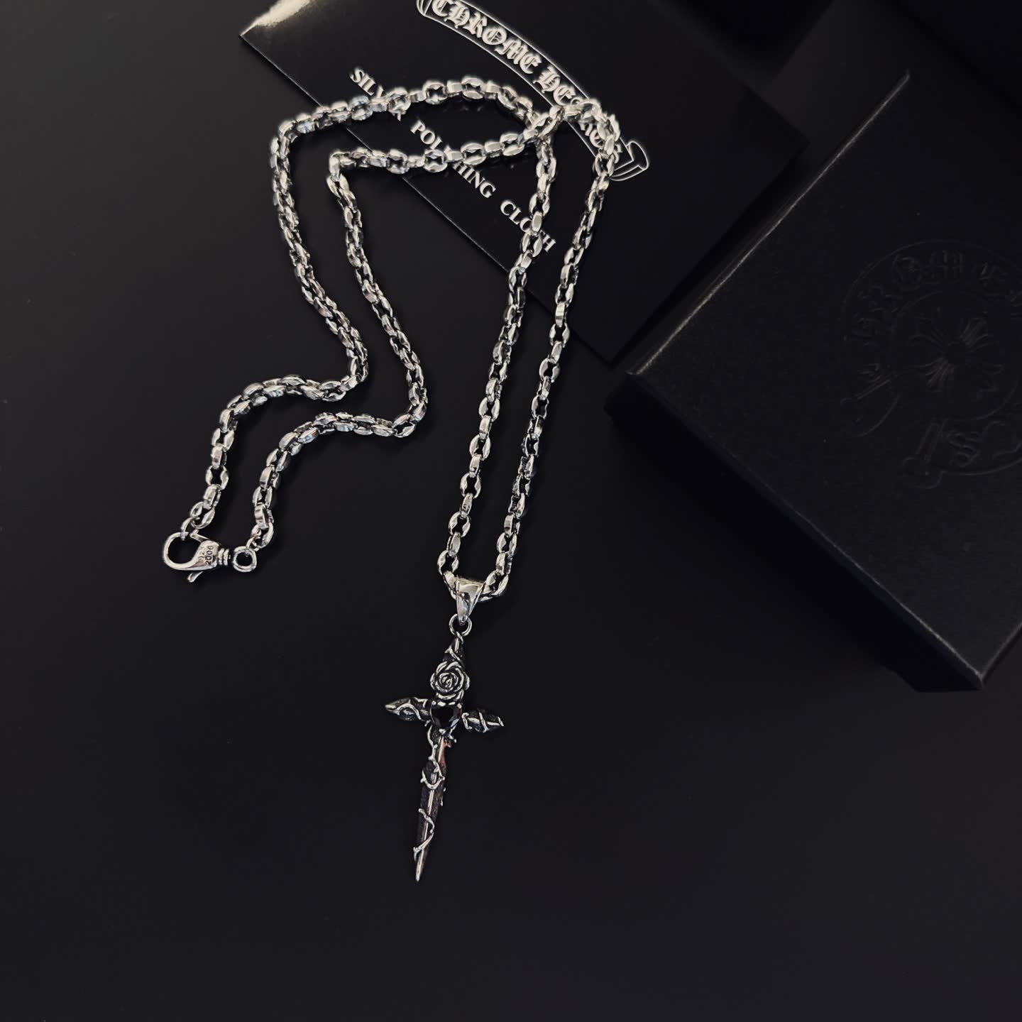Chrome Hearts Silver Cross Pendant Necklace